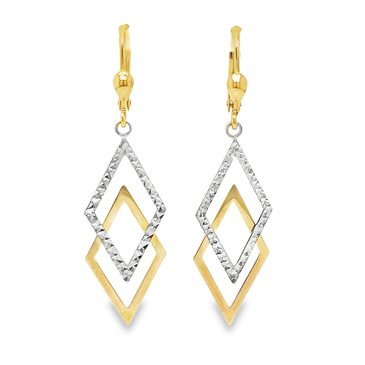 Two Tone Geometric Drop Earrings