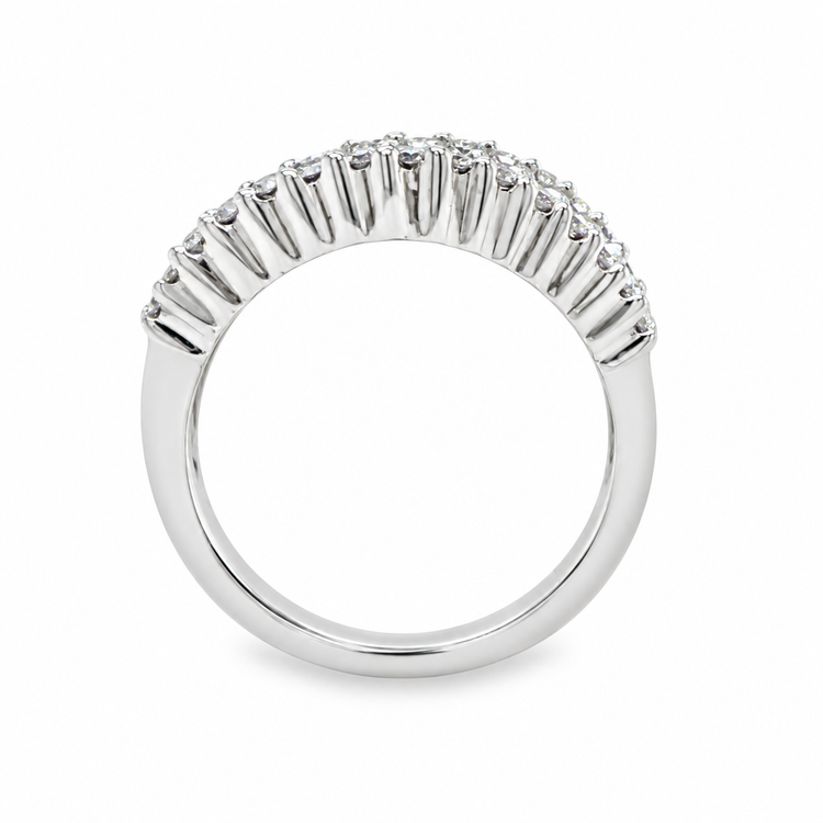 Wide Multi Row Diamond Wave Ring