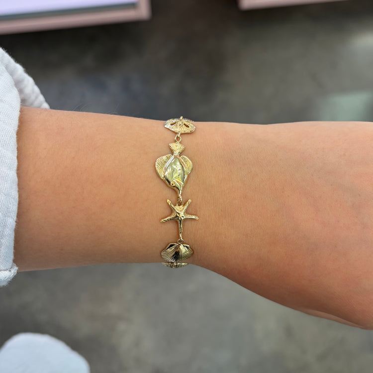 Gold Ocean Charm Bracelet