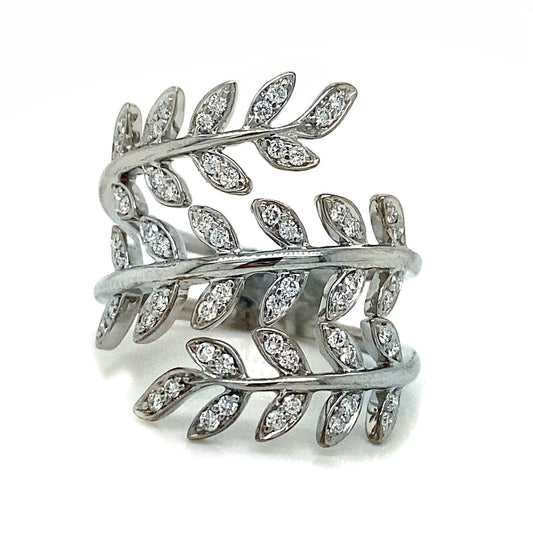 Wrap Around Diamond Leaf Ring