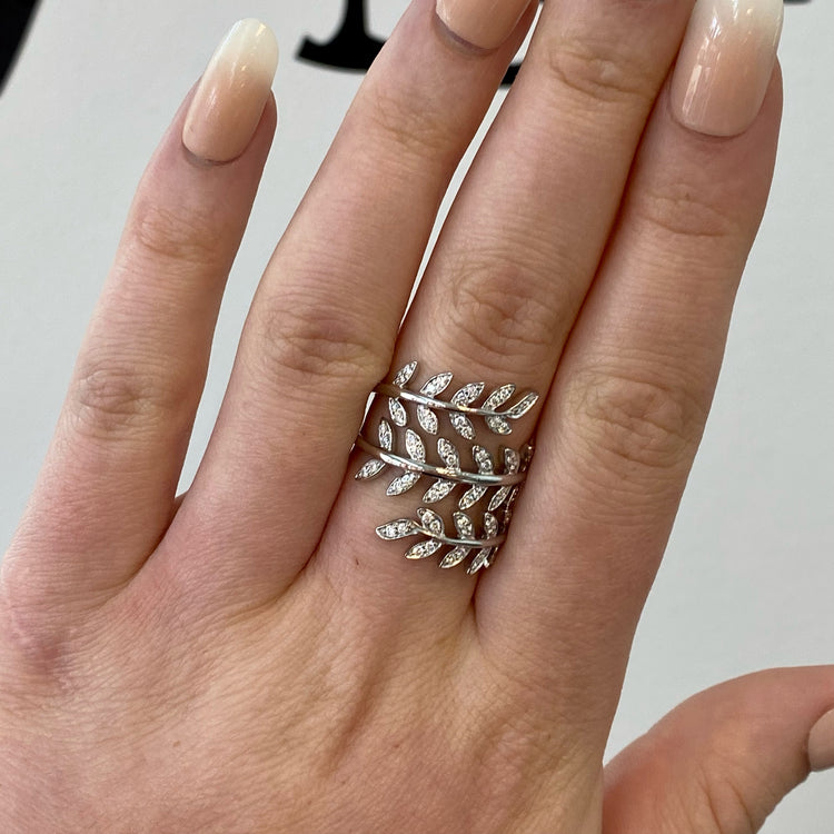 Wrap Around Diamond Leaf Ring