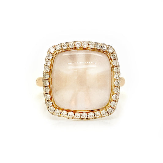 Rose Quartz & Diamond Ring