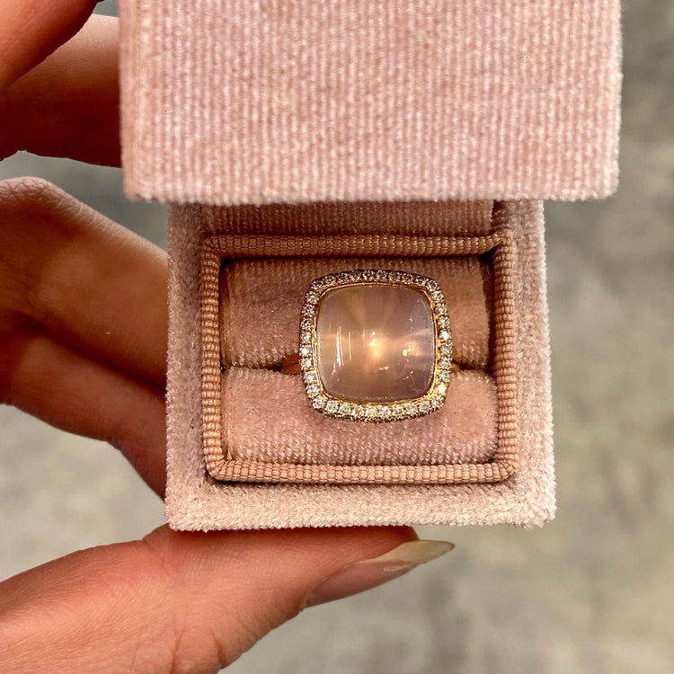 Rose Quartz & Diamond Ring