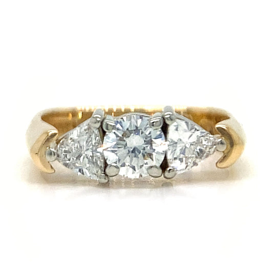 Round & Trillion Cut Diamond Ring