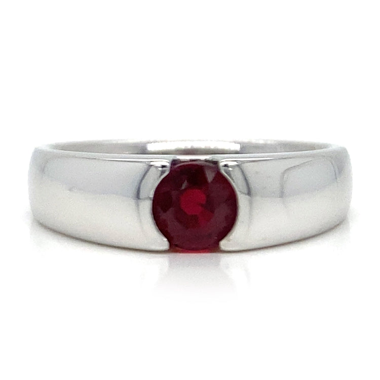 Half Bezel Ruby Solitaire Ring