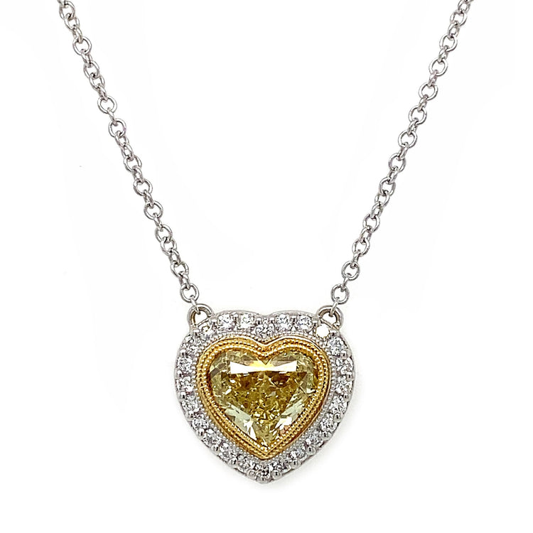 Natural Yellow Diamond Heart Necklace
