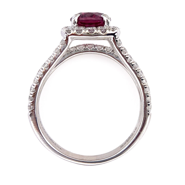 Rhodolite Garnet Diamond Halo Ring