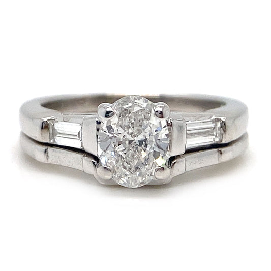 Oval & Baguette Diamond Wedding Set