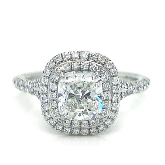 Cushion Cut Halo Diamond Ring by Tiffany & Co.