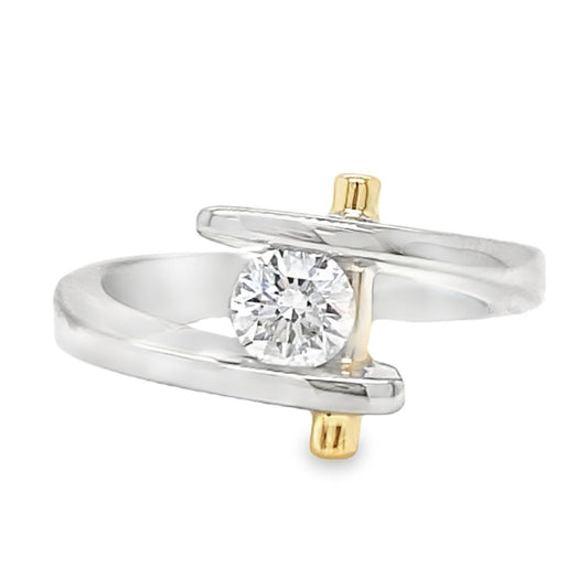Two Tone Diamond Solitaire Pin Ring