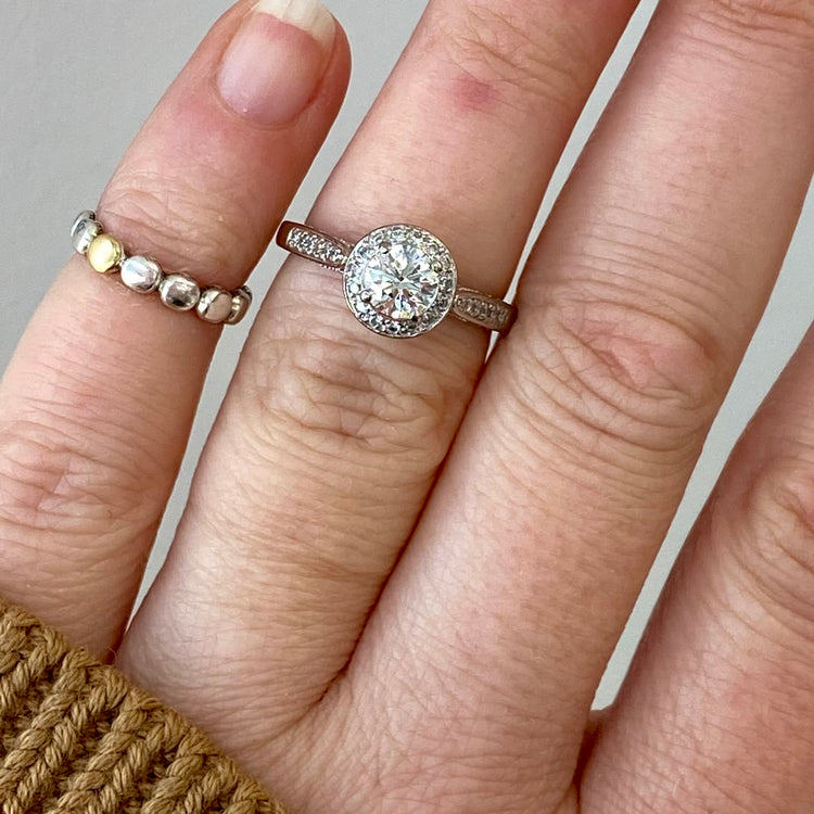 Canadian Diamond Halo Ring with Rose Gold Accent