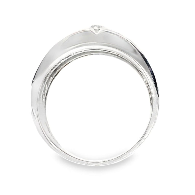 Vertical Three Stone Wide Diamond Ring
