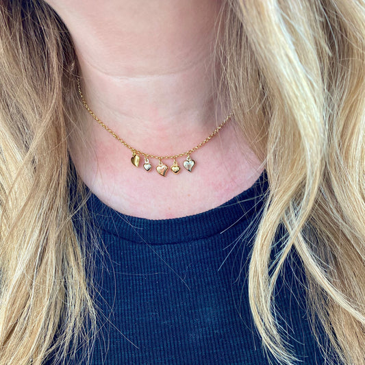 Tri Color Heart Necklace