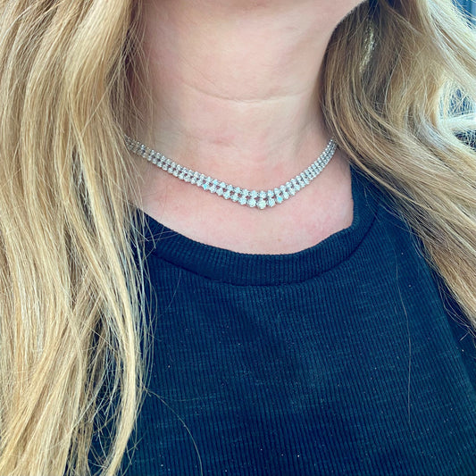 Double Row Diamond Riviera Necklace