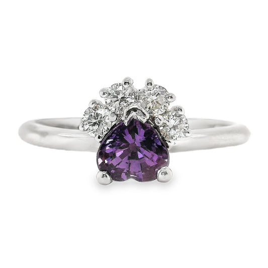 Purple Sapphire & Diamond Paw Print Ring