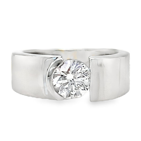 1.00CT Half Bezel Channel Diamond Solitaire Ring