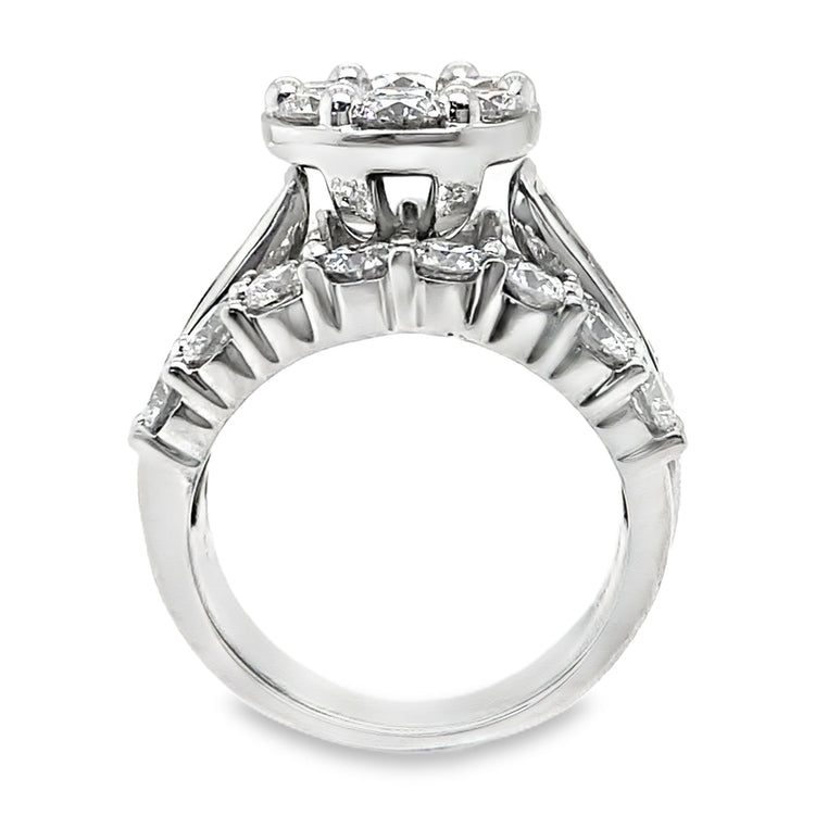 4.00TCW Wide Diamond Cluster Ring