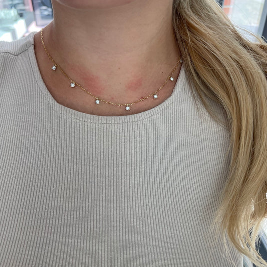 Illusion Set Diamond Station Necklace