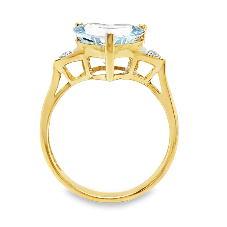 Heart Aquamarine & Diamond Ring