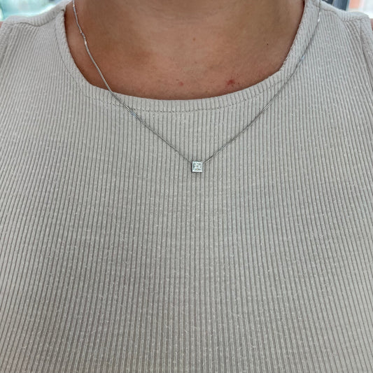 Bezel Set Princess Cut Diamond Necklace