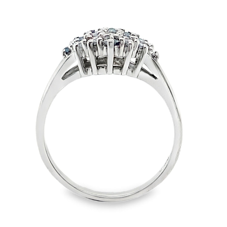 Blue & White Diamond Cluster Ring