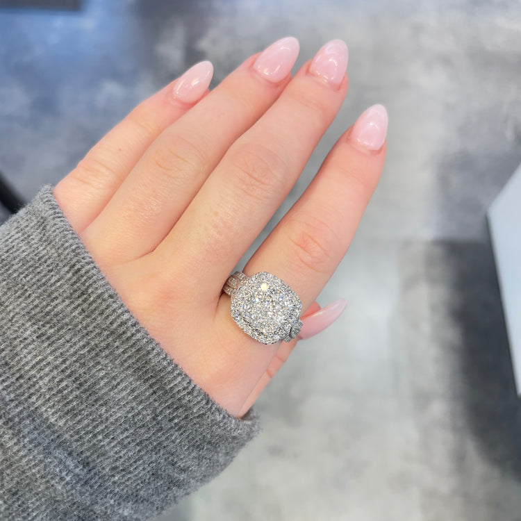 2.00TCW Cushion Shaped Custer Ring