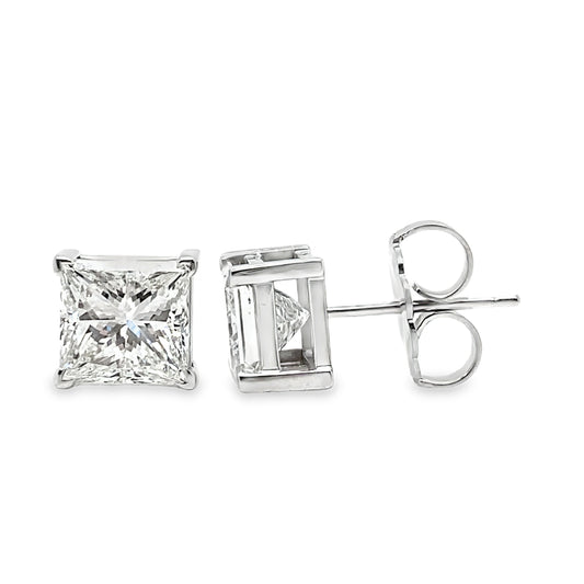 4.87TCW Princess Cut Diamond Studs