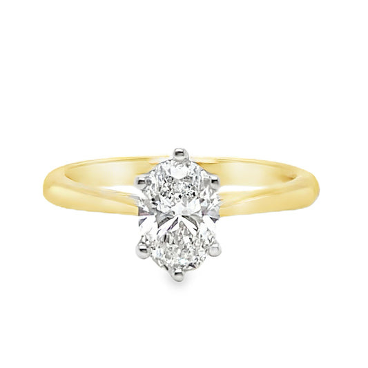 6 Prong Oval Cut Diamond Solitaire Ring