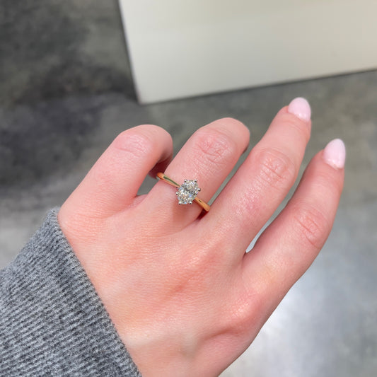 6 Prong Oval Cut Diamond Solitaire Ring