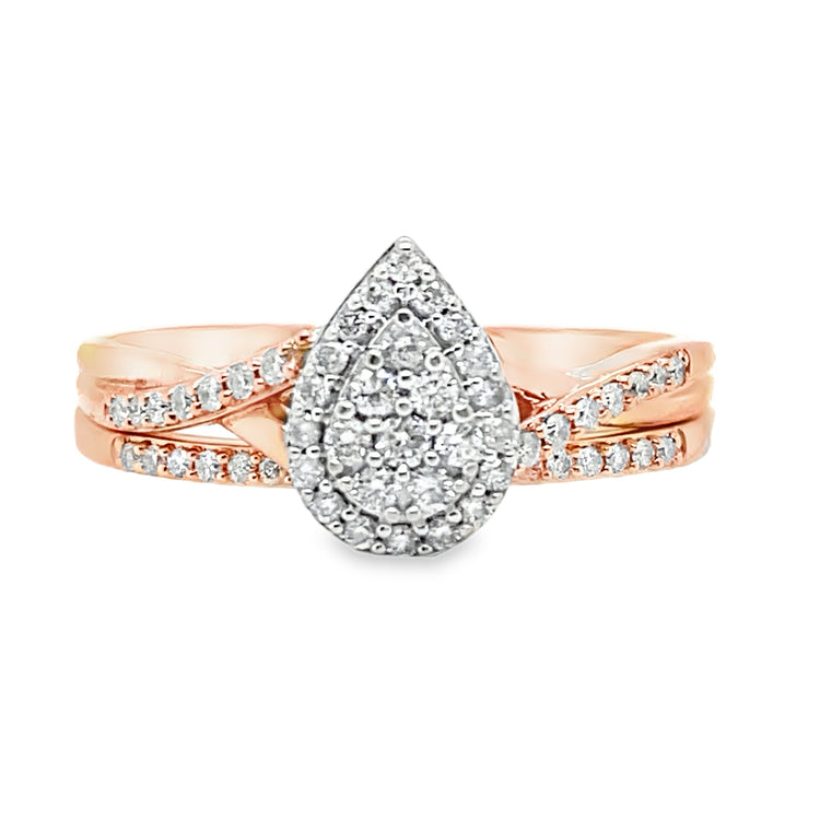 Pear Cluster Diamond Wedding Set