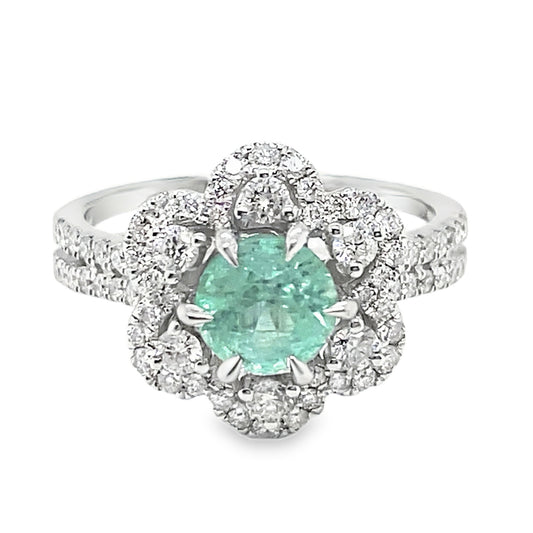 Light Green Emerald Flower Ring