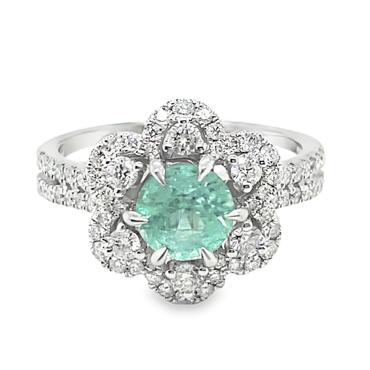 Light Green Emerald Flower Ring