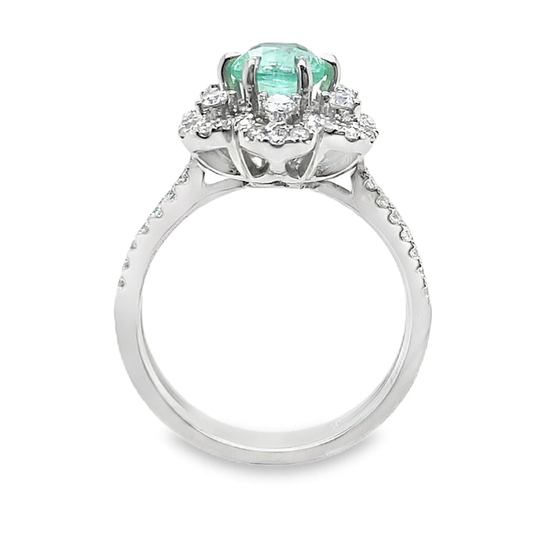 Light Green Emerald Flower Ring