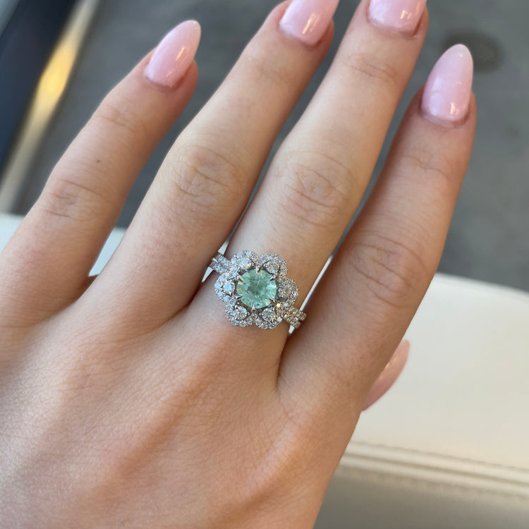 Light Green Emerald Flower Ring