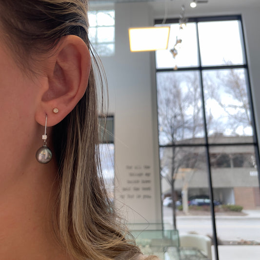 Tahitian Pearl & Diamond Drop Earrings