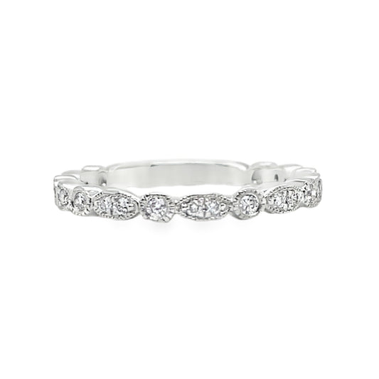 Platinum Scalloped Diamond Band