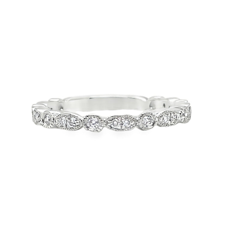 Platinum Scalloped Diamond Band
