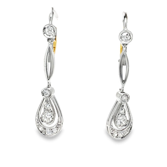 English Cut Diamond Drop Earrings