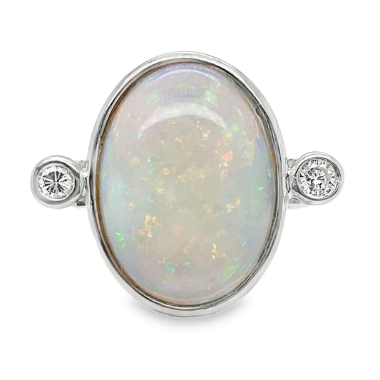 Oval Opal & Diamond Ring
