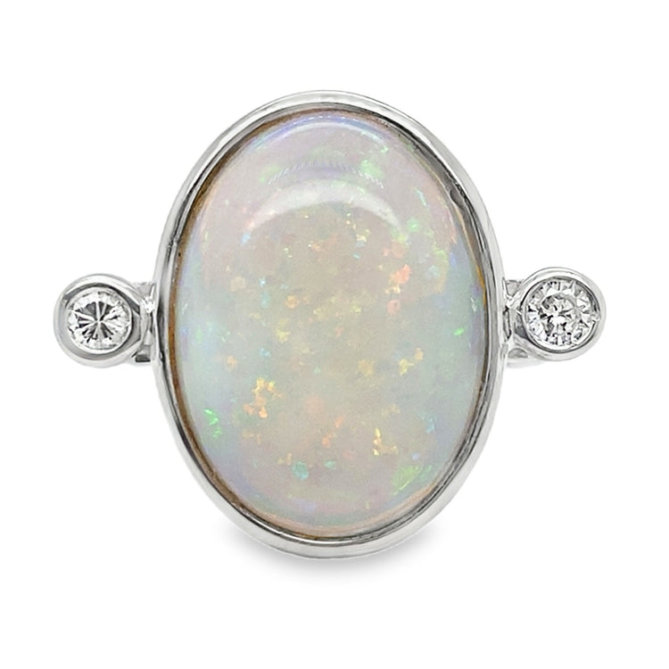 Oval Opal & Diamond Ring