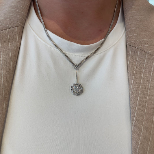 European Cut Diamond Drop Necklace