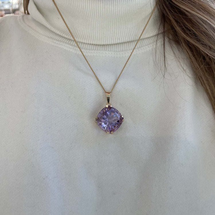 Cushion Cut Amethyst Pendant