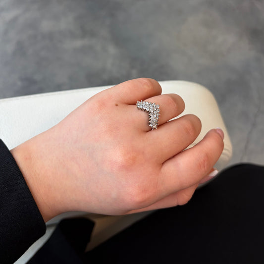Triple Row Chevron Diamond Ring