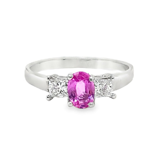 Pink Topaz & Diamond Ring