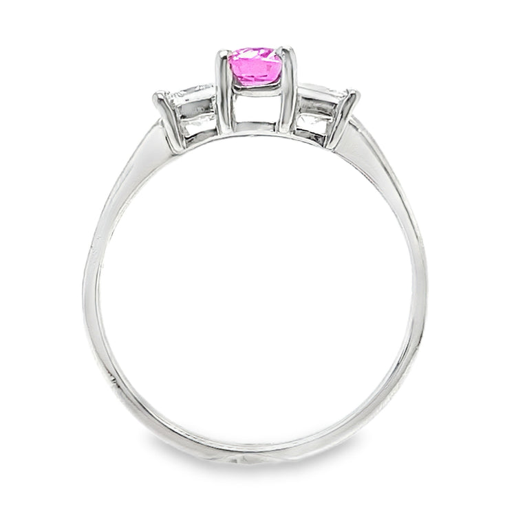 Pink Topaz & Diamond Ring