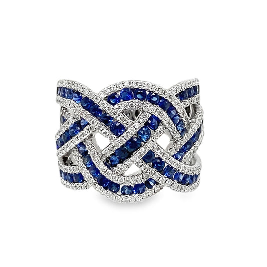 Diamond & Sapphire Braided Ring