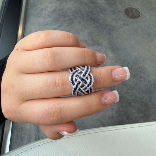 Diamond & Sapphire Braided Ring