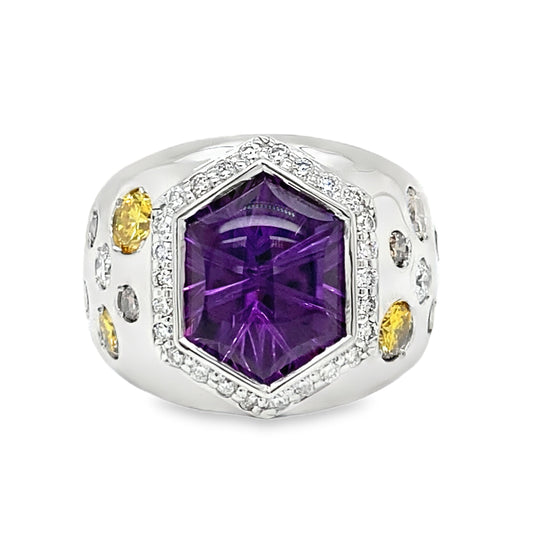 Amethyst & Colored Diamond Ring