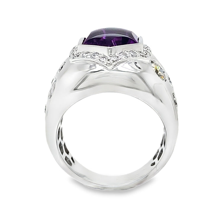 Amethyst & Colored Diamond Ring