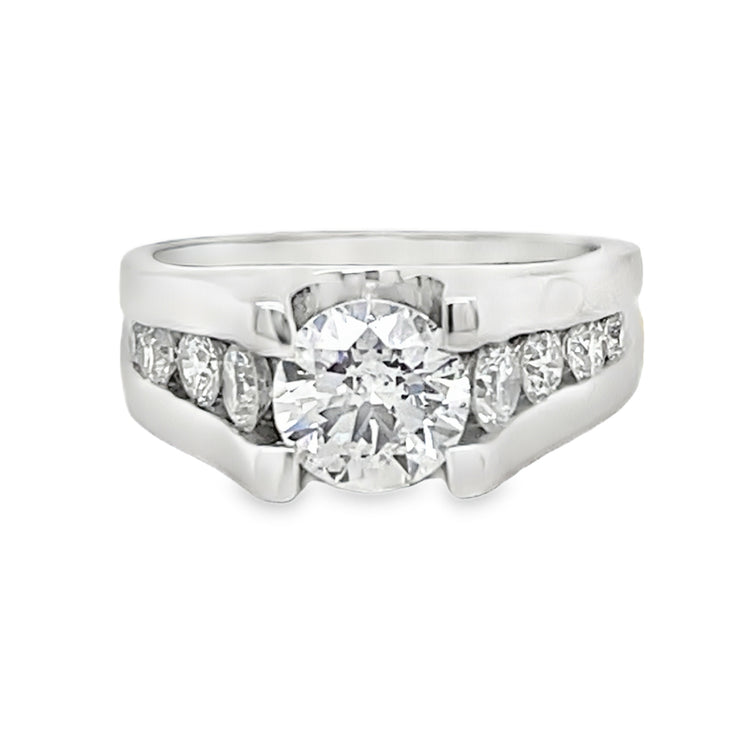Channel Set Euro Shank Diamond Ring